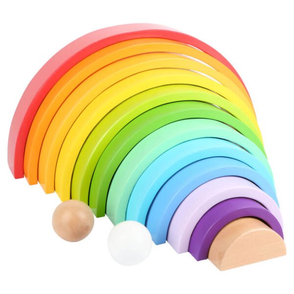 Small Foot - Houten Bouwblokken Regenboog XL, 14dlg.