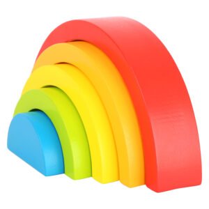 Houten regenboog stapelblokken schuin weergegeven
