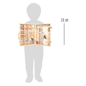 Houten speelgoed gereedschapskoffer van 28 cm met compleet gereedschap voor kinderen