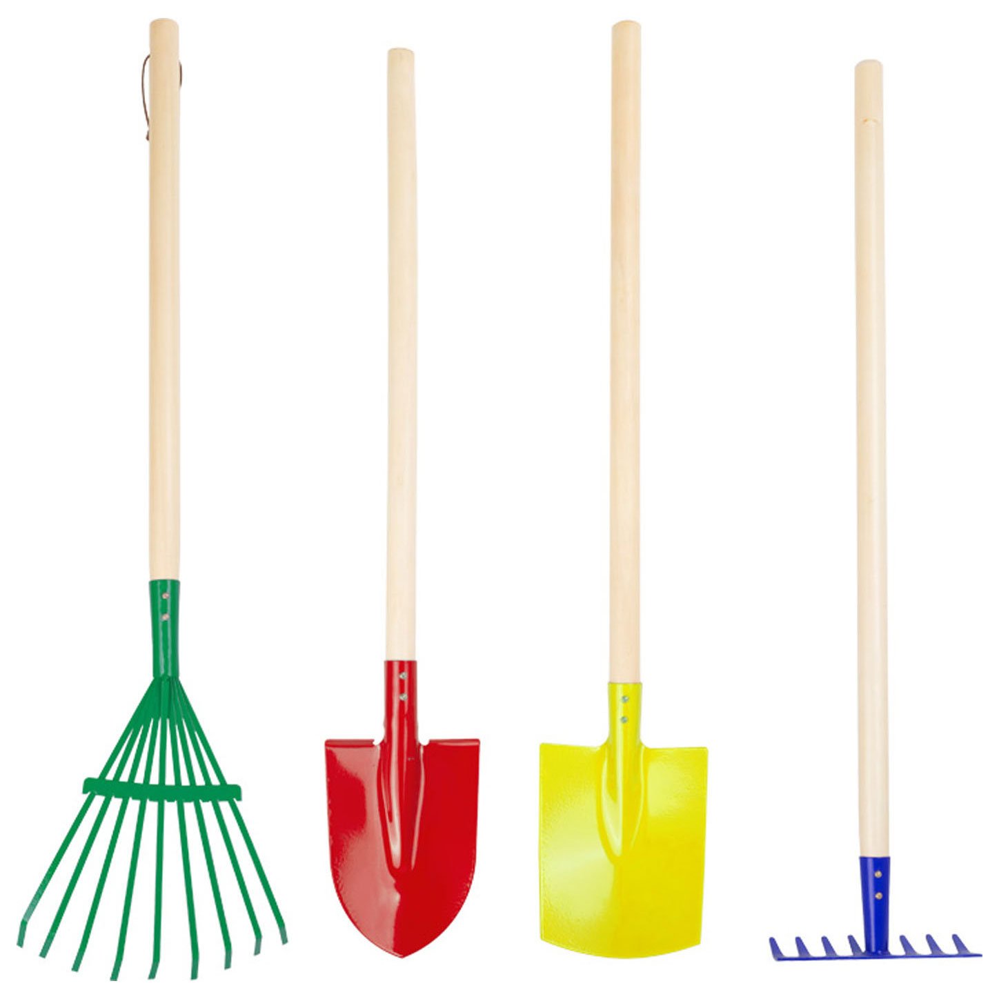 small-foot-kleurrijke-kindertuingereedschap-set-hark-schep-spade-bladhark Kleurrijke kindertuingereedschap set met hark, schep, spade en bladhark Small Foot Houten Kinder Tuingereedschap