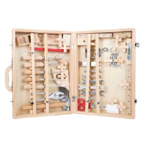 Open houten speelgoed gereedschapskoffer met uitgebreide set gereedschap Small Foot Houten Gereedschapskist Deluxe met Gereedschap