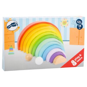 Houten regenboog stapel speelgoed kleurrijke boogset in doos voor peuters