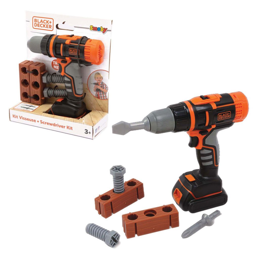 Black+Decker speelgoed boormachine set met schroeven en verpakking Smoby Black & Decker Boor met Schroevendraaierset