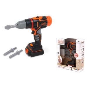 Smoby Black+Decker speelgoedboormachine met verwisselbare bits en verpakking Smoby Black & Decker Boor met 3 Bitjes
