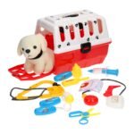 Speelgoed dierenartsset met pluchen hond, draagbench en accessoires Hond in Reismand Dierenarts Speelset