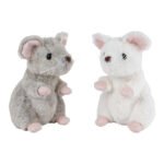 Twee schattige knuffelmuisjes, één grijs en één wit, staand op een witte achtergrond Take Me Home Muis Pluche Zittend - 19cm