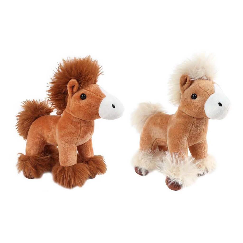 Set van twee pluchen paarden met lichte en donkere manen Take Me Home Paard Pluche Staand