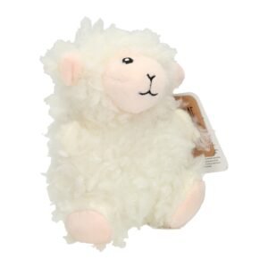Witte pluche schaap knuffel met krullende vacht vooraanzicht Take Me Home Boerderijdieren Knuffel - Schaap