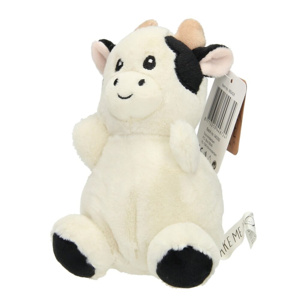 Zachte pluche koe knuffel met zwarte vlekken vooraanzicht Take Me Home Boerderijdieren Knuffel - Koe