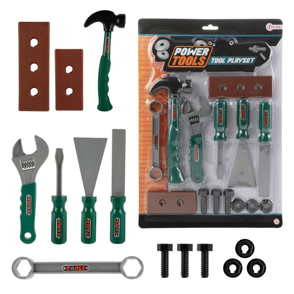 Power Tools speelgoed gereedschapsset met accessoires en verpakking Speelgoed Gereedschapset
