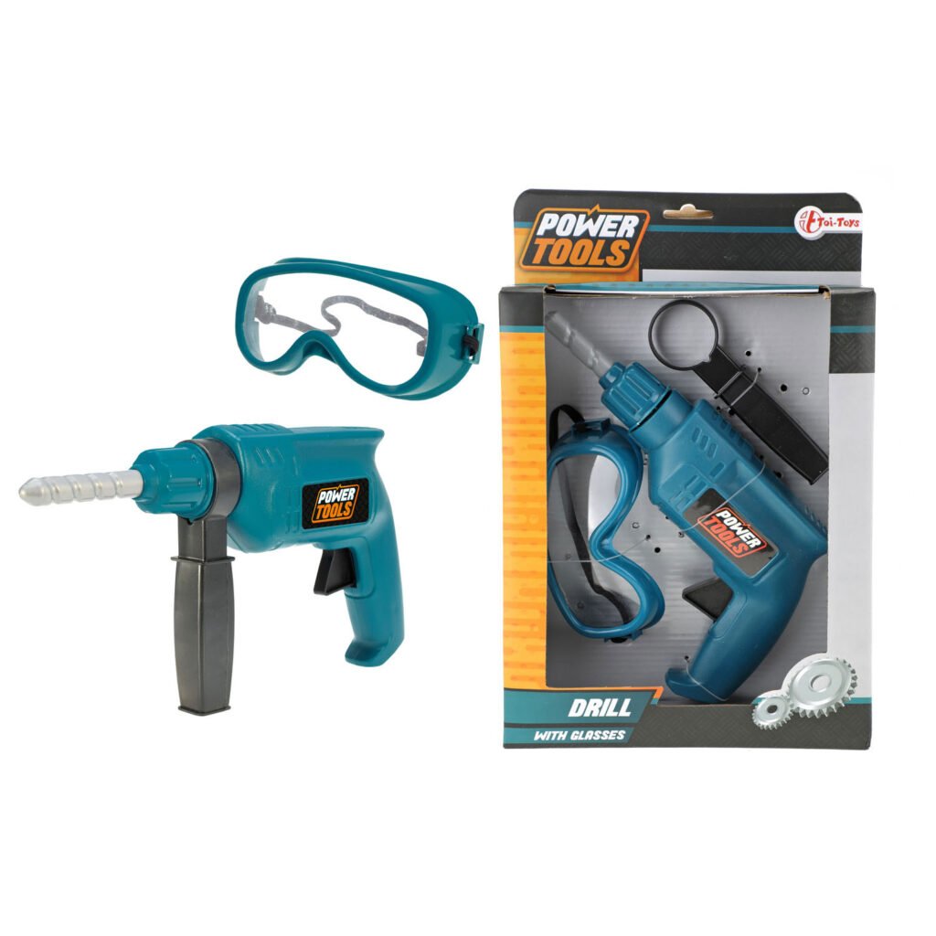 Speelgoed boormachine met veiligheidsbril en verpakking Power Tools Boor met Veiligheidsbril