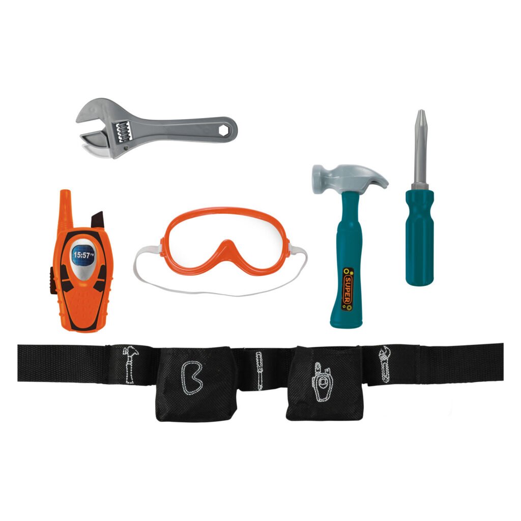 Speelgoed gereedschapsriem met hamer, schroevendraaier en veiligheidsbril Power Tools Gereedschapsriem