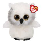 Witte TY Beanie Boo sneeuwuil knuffel met grote gouden ogen Ty Beanie Buddy Austin Owl