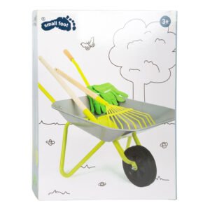 Verpakking van metalen kinderkruiwagen met tuingereedschap