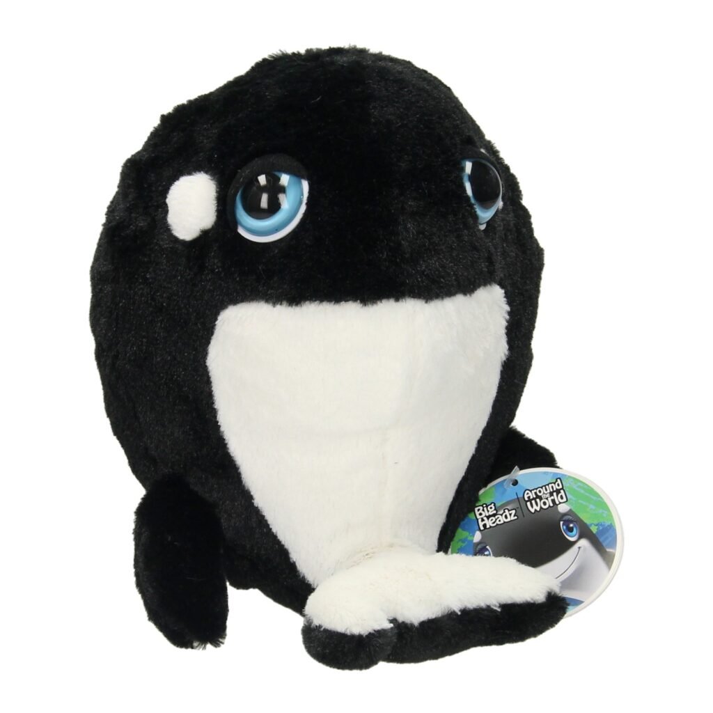 Zachte zwart-witte orka knuffel met grote blauwe ogen Knuffel Big Head Pluche Walvis