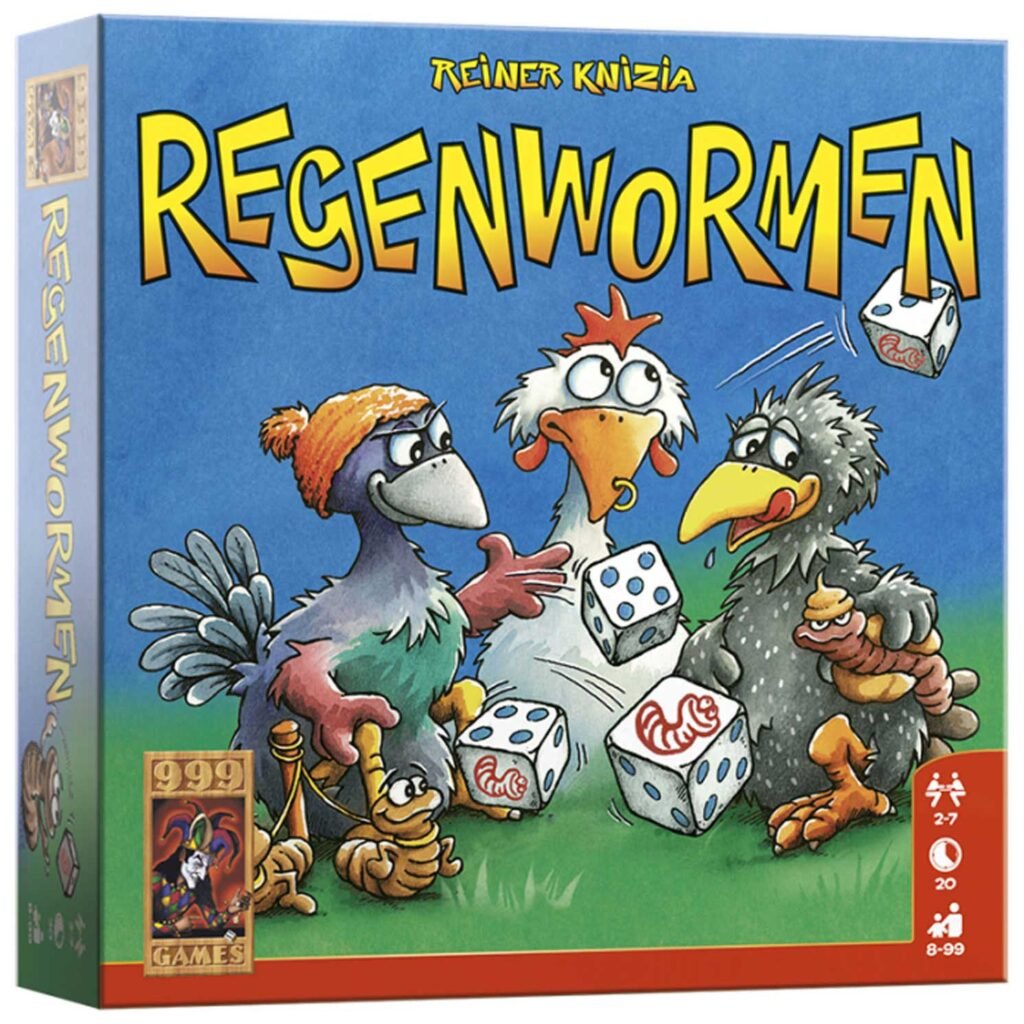 Regenwormen bordspel van Reiner Knizia speldoos 999 Games Regenwormen