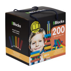 BBlocks houten bouwplankjes 200 stuks in bewaardoos voor kinderen BBlocks Bouwplankjes Kleur