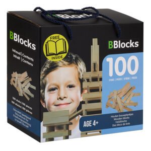 Verpakking met 100 houten bouwplankjes voor educatief speelgoed BBlocks Bouwplankjes Blank