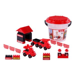 Mammoet Toys bouwset met bouwblokken, voertuigen en opbergemmer Cavallino Bouwset in Emmer