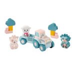 Speelgoed tractor set met schattige boerderijdieren en bomen in pastelkleuren Ecoiffier bb Abrick Baby Mijn Eerste Tractor met Grappige Dieren