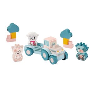 Speelgoed tractor set met schattige boerderijdieren en bomen in pastelkleuren Ecoiffier bb Abrick Baby Mijn Eerste Tractor met Grappige Dieren