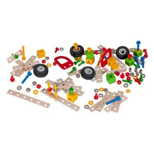 Eichhorn Constructor houten constructieset met wielen, schroeven en bouwonderdelen