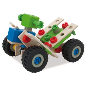 Houten constructie graafmachine van bouwpakket met beweegbare arm