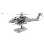 Metal Earth AH-64 Apache 3D metalen bouwmodel op standaard Metal Earth AH-64 Apache Zilver Editie