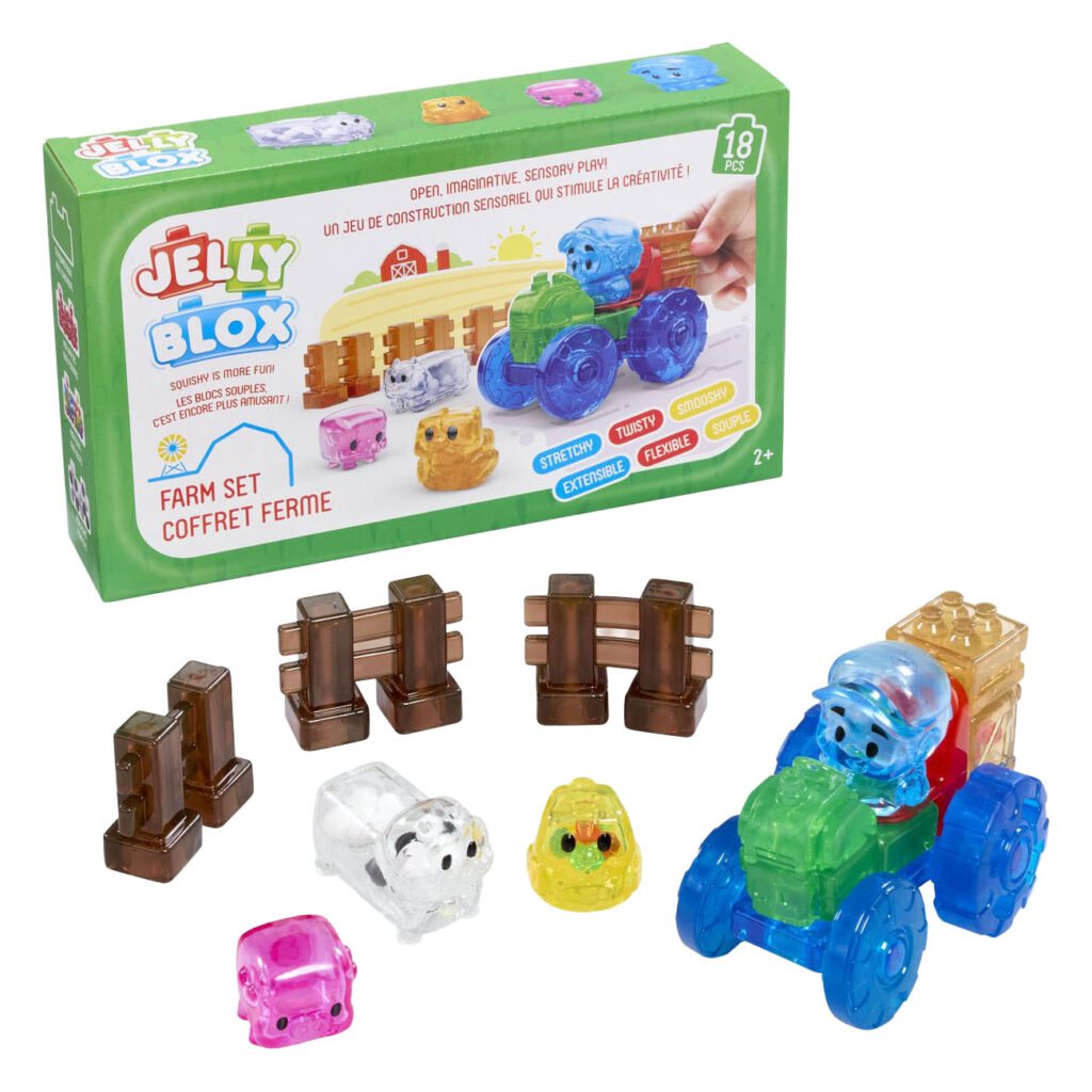 Jelly Blox bouwset met boerderijthema en kleurrijke zachte blokken en tractor Jelly Blox - Boerderijset