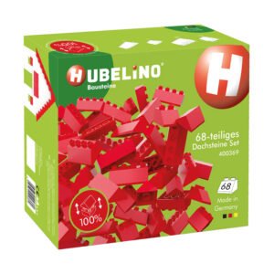 Hubelino 68-delige dakstenen set verpakking met productinhoud Hubelino Dakpannenset Bouwblokjes