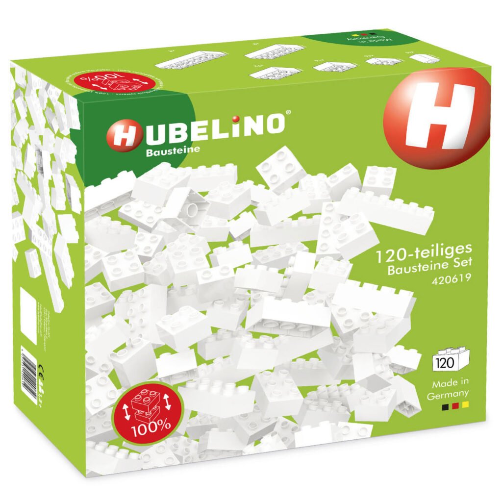 Hubelino witte bouwstenen set 120 stuks verpakking