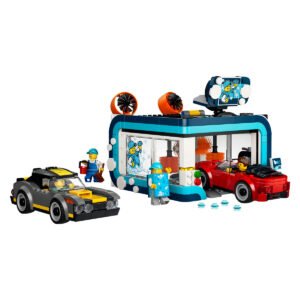 LEGO City autowasstraat set met rode en grijze sportauto en minifiguren
