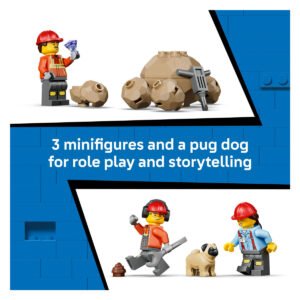 LEGO bouwvakkers minifiguren met hond en bouwstenen en accessoires