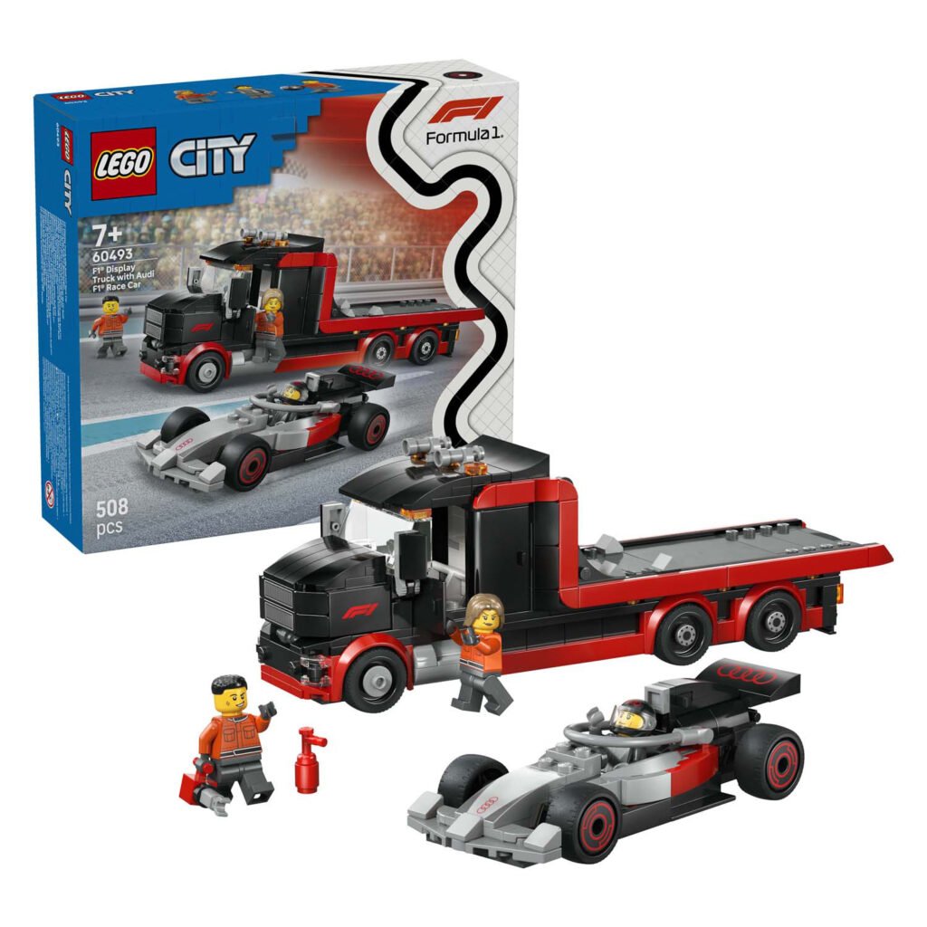 LEGO City 60493 F1 Displaytruck met Audi F1 Racewagen in actie