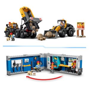 LEGO bouwplaats met container kantoor minifiguren en werkscène