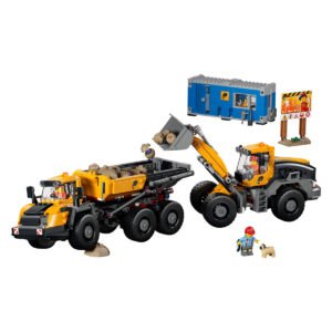 LEGO City kiepwagen en voorlader werken samen op bouwplaats