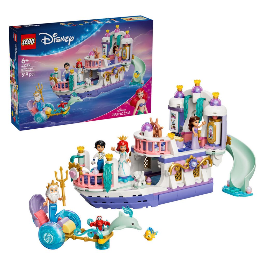 Complete LEGO Disney 43299 Disney Princess - Ariëls Koninklijke Trouwboot set met doos