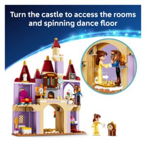 LEGO Disney kasteel met draaiende dansvloer en interieur functies van Belle en het Beest