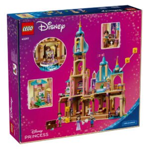 Achterkant verpakking LEGO Disney Rapunzels Kasteel 43297 met speelfuncties