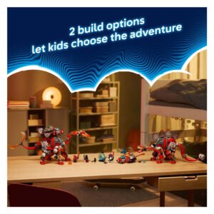 LEGO DREAMZzz Dino Ruimteschip met twee bouwopties op tafel