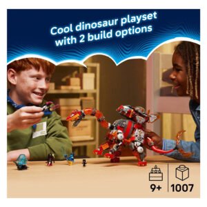 Kinderen spelen met het LEGO DREAMZzz Dino Ruimteschip speelset
