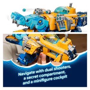 Details van de LEGO DREAMZzz Krokodillenonderzeeër met cockpit en schieters