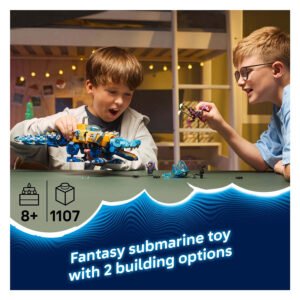 Kinderen spelen met de LEGO DREAMZzz Krokodillenonderzeeër 71512 bouwset