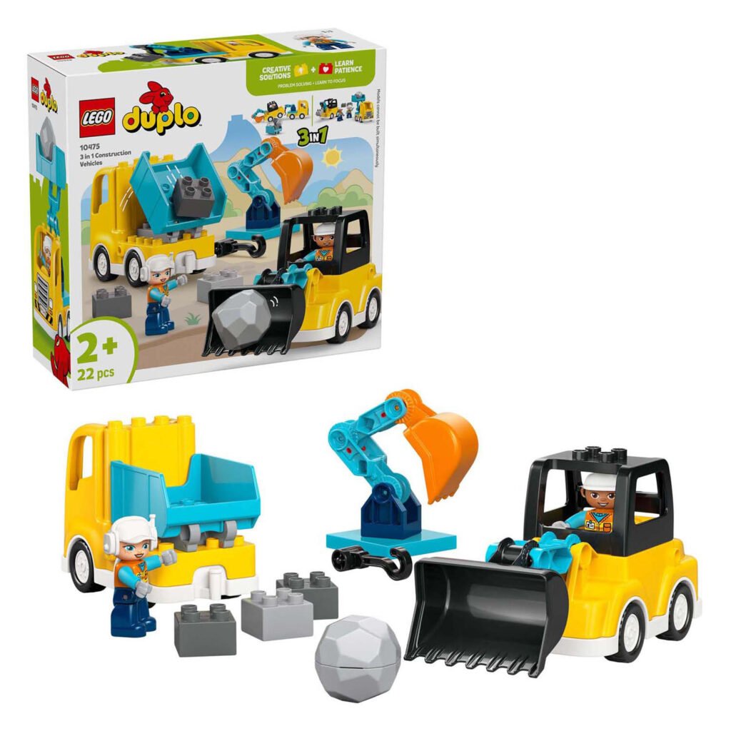 LEGO DUPLO 10475 3-in-1 bouwvoertuigen set met verpakking en accessoires