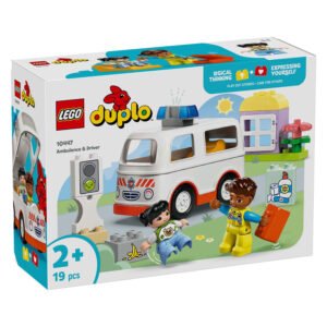 LEGO DUPLO Ambulance & Driver 10447 doos voorkant met ambulance en speelset