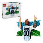 LEGO Editions 43018 Lionel Messi Viering bouwmodel naast originele doos