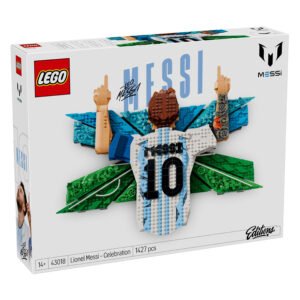 EGO Messi Celebration bouwset verpakking voorkant met voetbalshirt ontwerp