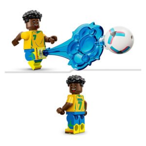 LEGO Vini Jr. minifiguur met voetbal en schieteffect