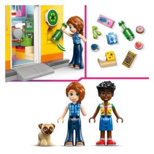 LEGO Friends buurtsupermarkt minipoppetjes, puppy en winkelaccessoires