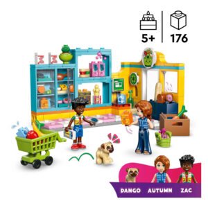 LEGO Friends buurtsupermarkt speelset met supermarkt, winkelwagen en puppy